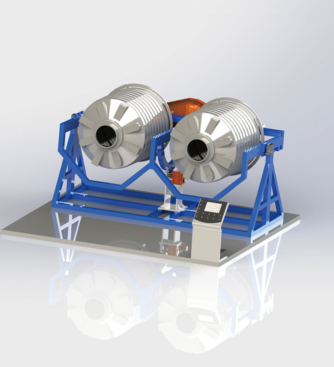 Double barrel open flame swing machine